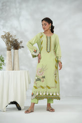 Embroidered Dress with Leather Appliqué Details