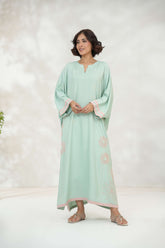 Sea Blue Shirt with Minimal embroidery