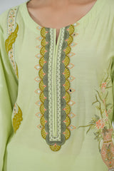 Embroidered Dress with Leather Appliqué Details