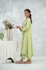 Embroidered Dress with Leather Appliqué Details