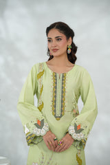 Embroidered Dress with Leather Appliqué Details