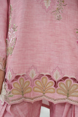 Floral Cutwork Short Shirt with Farshi Shalwar