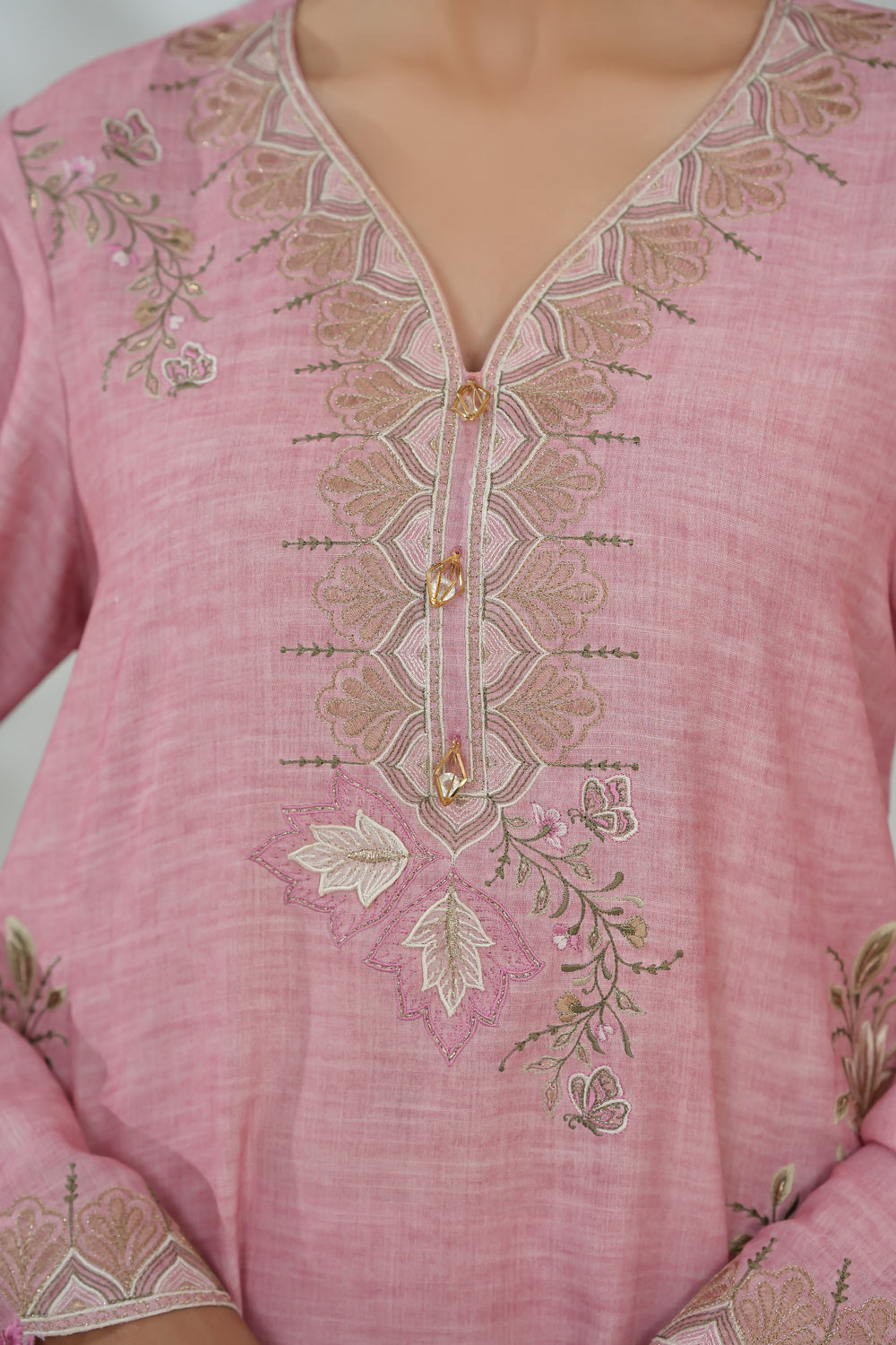 Floral Cutwork Short Shirt with Farshi Shalwar