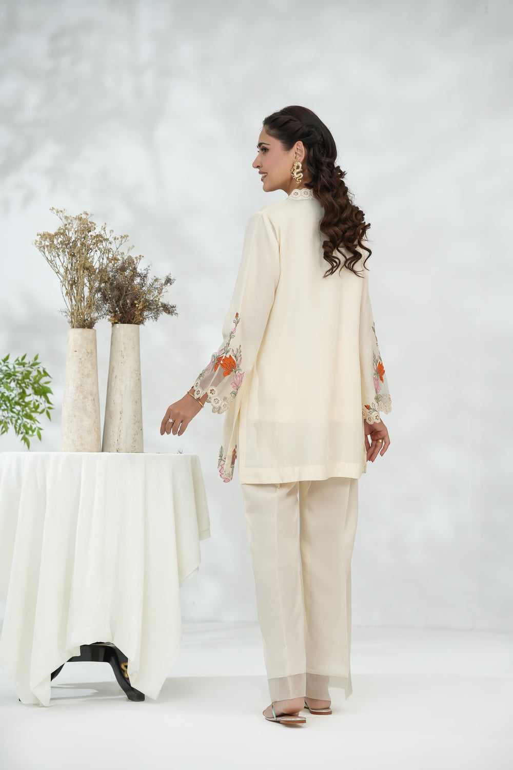 Ivory Appliqué Cutwork Jacket Set