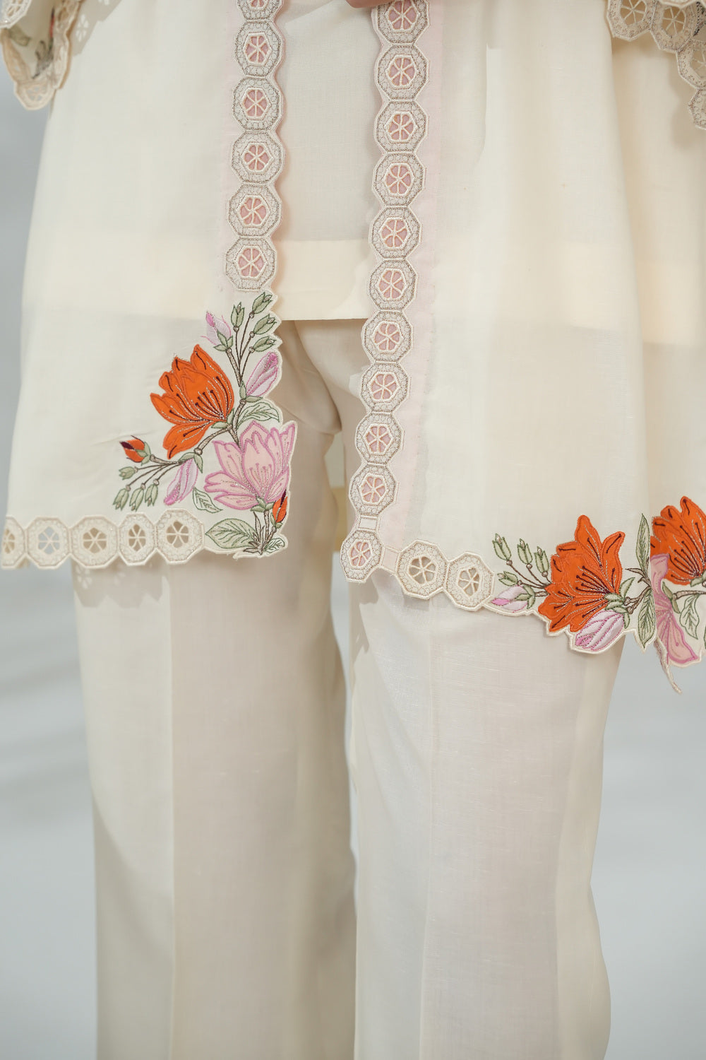 Ivory Appliqué Cutwork Jacket Set