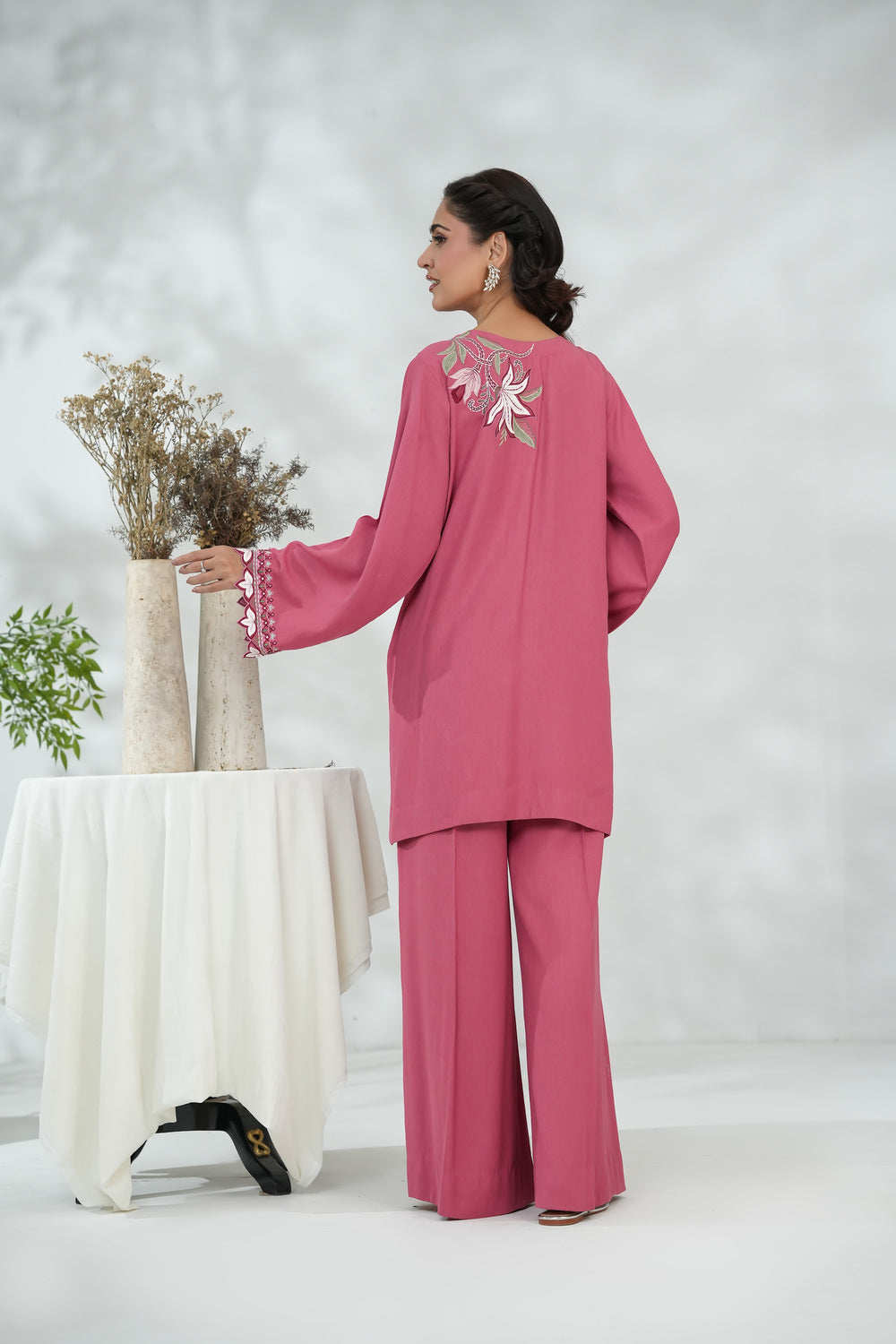 Lace Appliqué Dress with Leather Cutwork Details