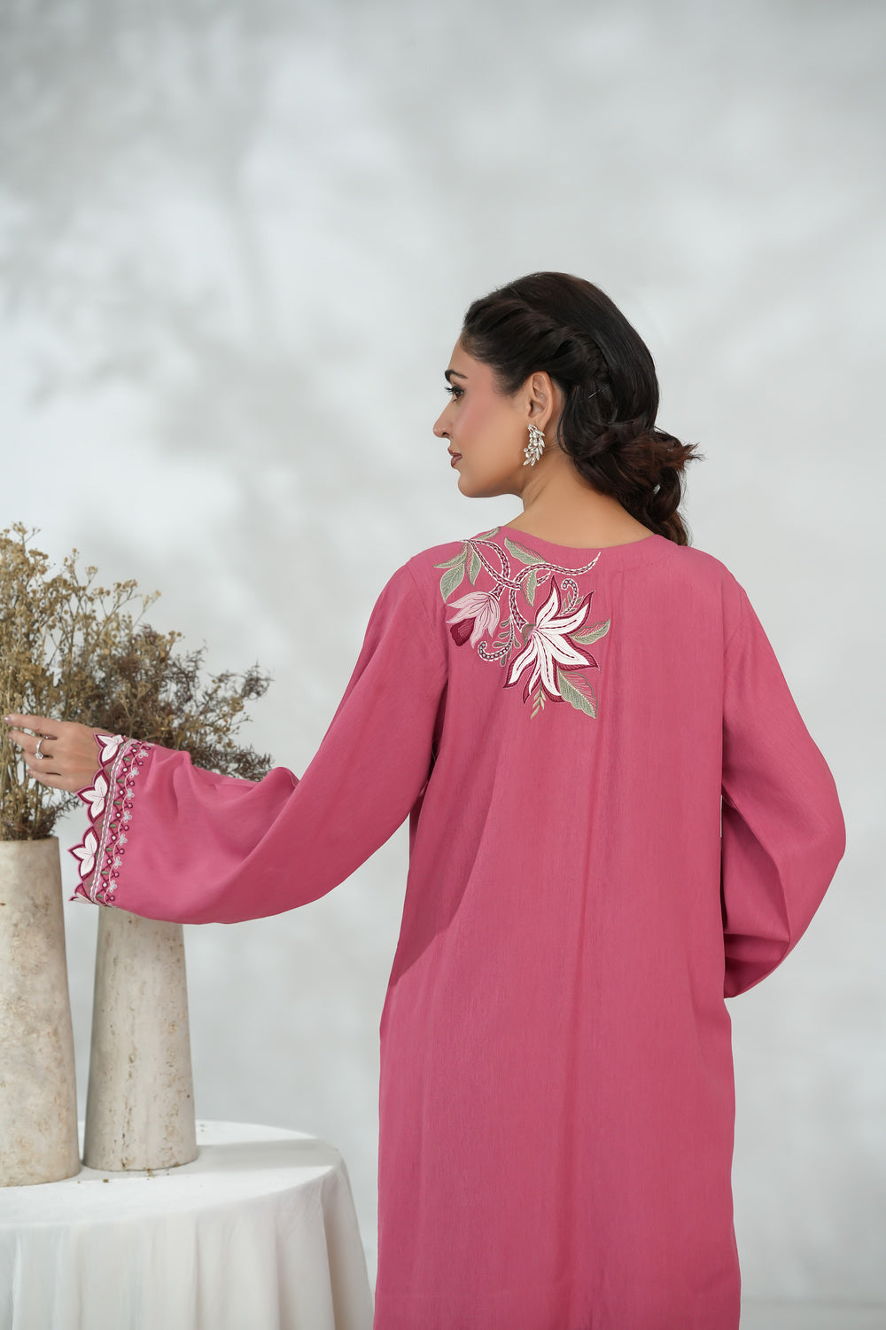 Lace Appliqué Dress with Leather Cutwork Details