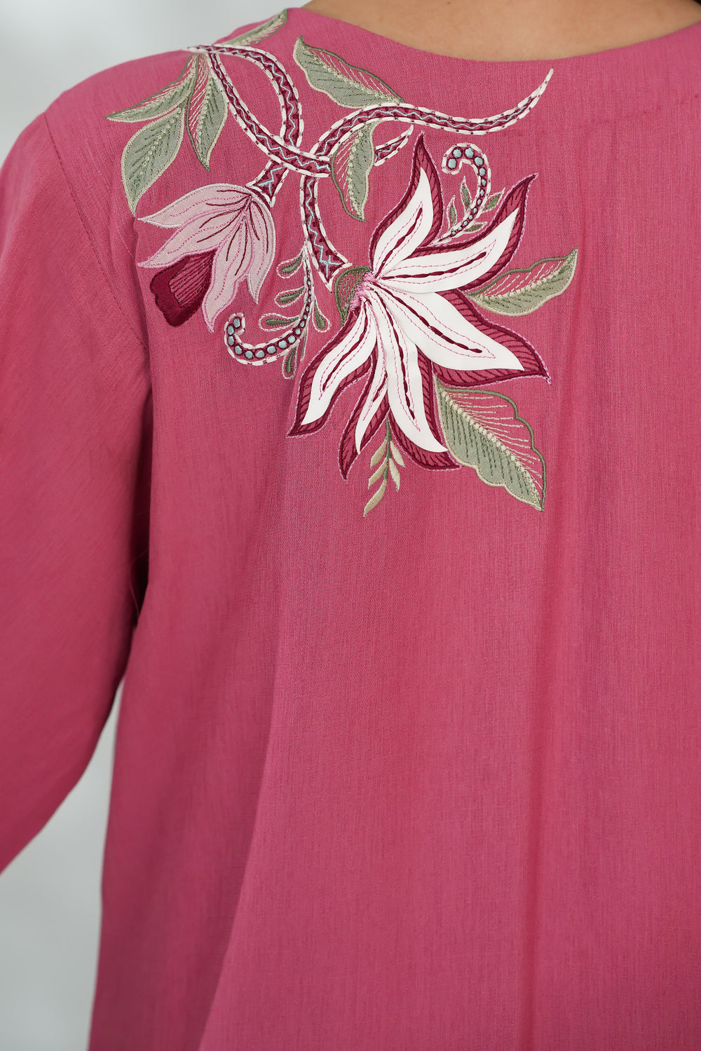 Lace Appliqué Dress with Leather Cutwork Details