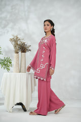 Lace Appliqué Dress with Leather Cutwork Details