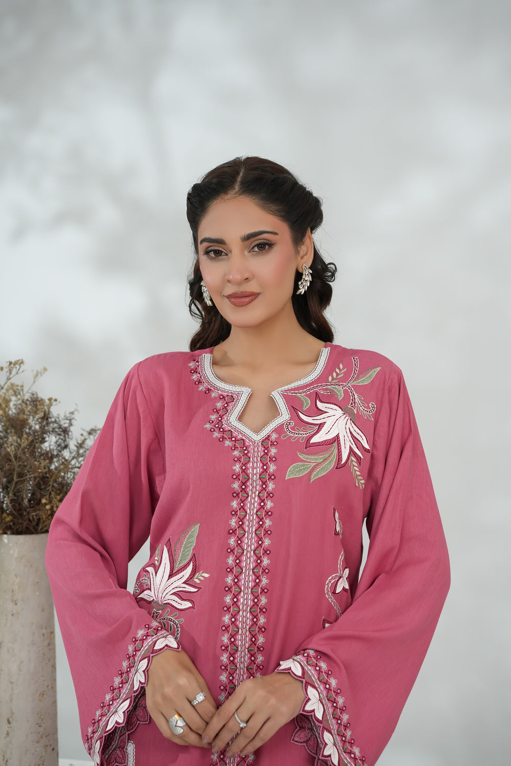 Lace Appliqué Dress with Leather Cutwork Details
