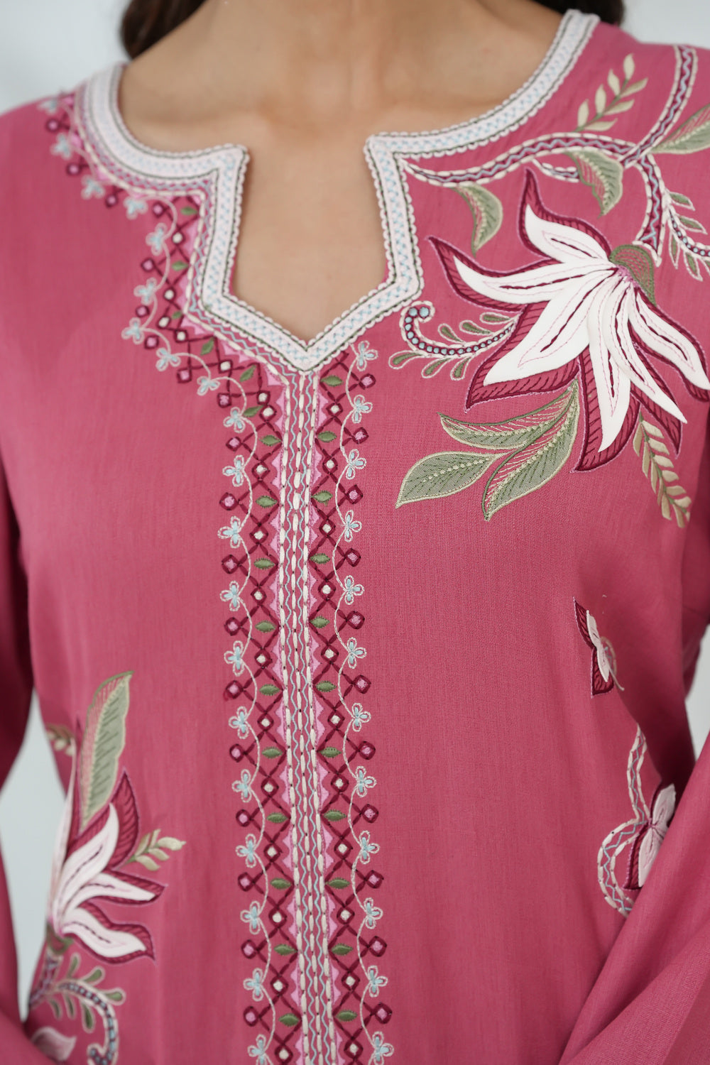 Lace Appliqué Dress with Leather Cutwork Details
