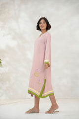 Tea Pink Shirt with Minimal Embroidery