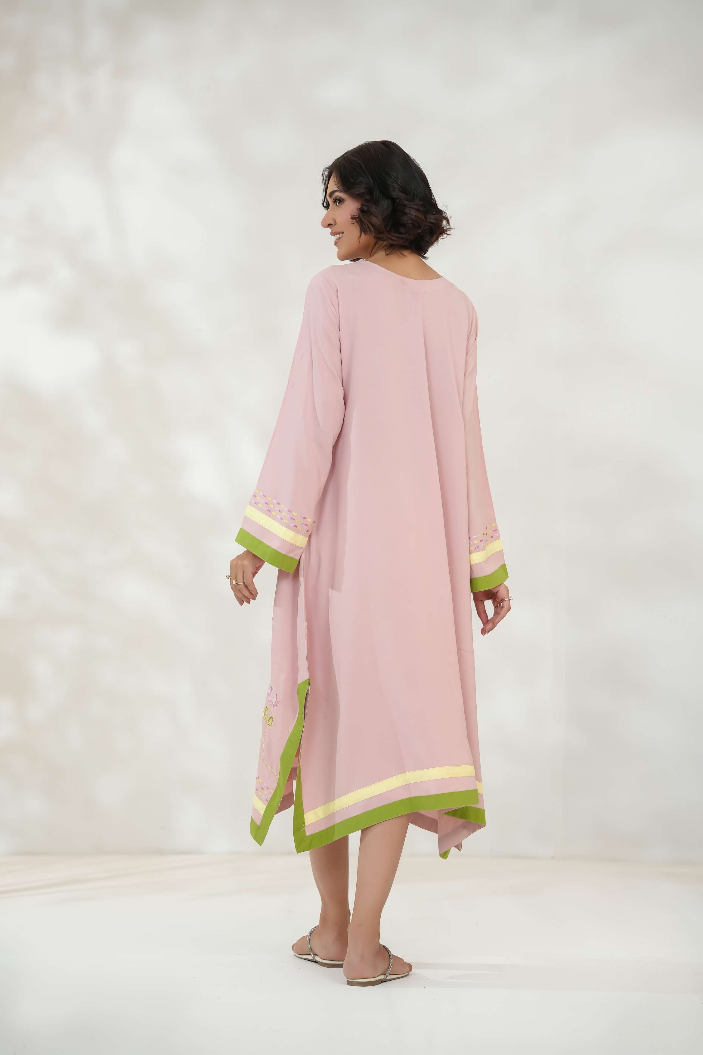 Tea Pink Shirt with Minimal Embroidery