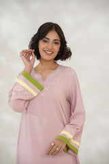 Tea Pink Shirt with Minimal Embroidery