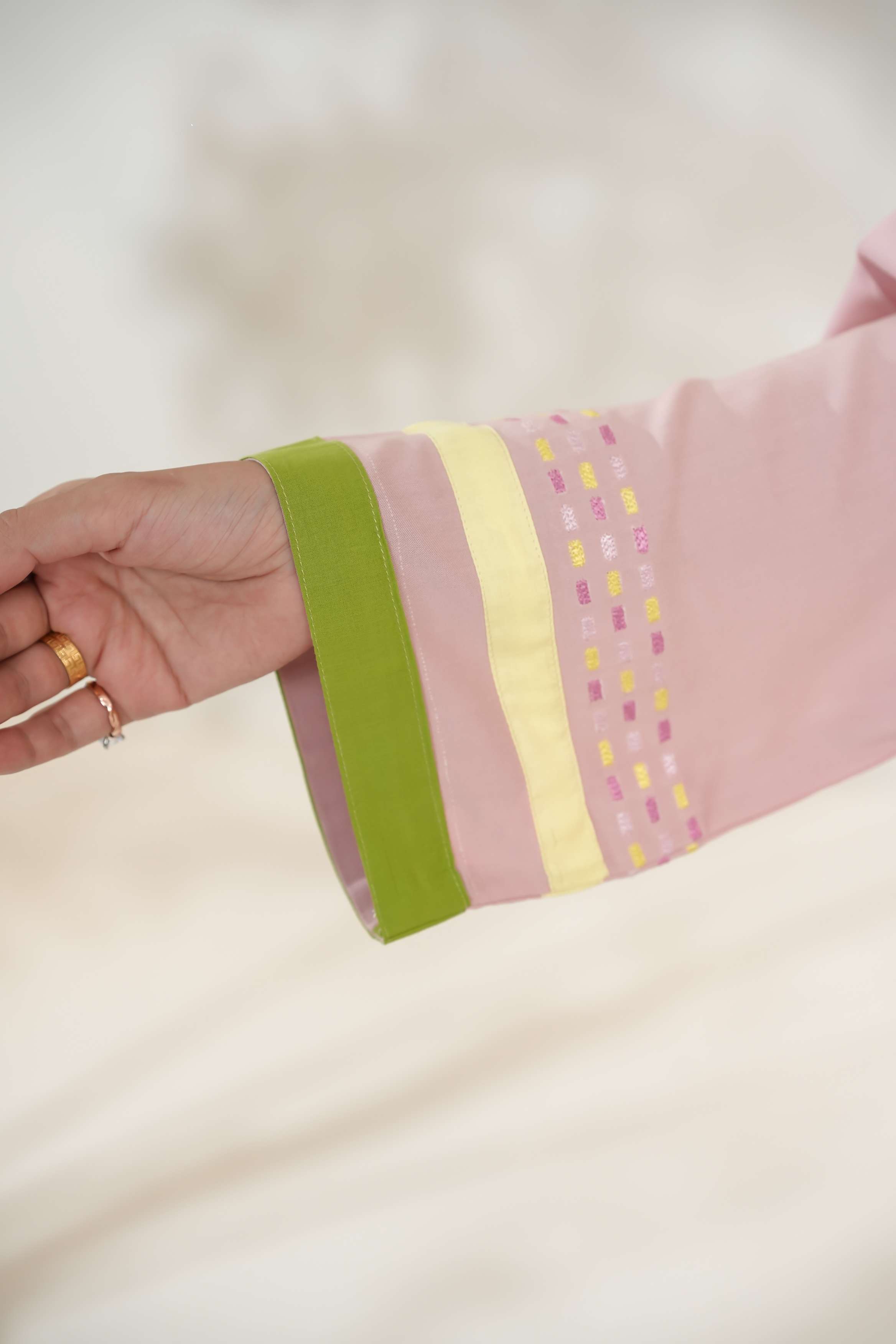 Tea Pink Shirt with Minimal Embroidery