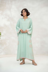 Sea Blue Shirt with Minimal embroidery