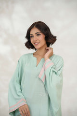 Sea Blue Shirt with Minimal embroidery