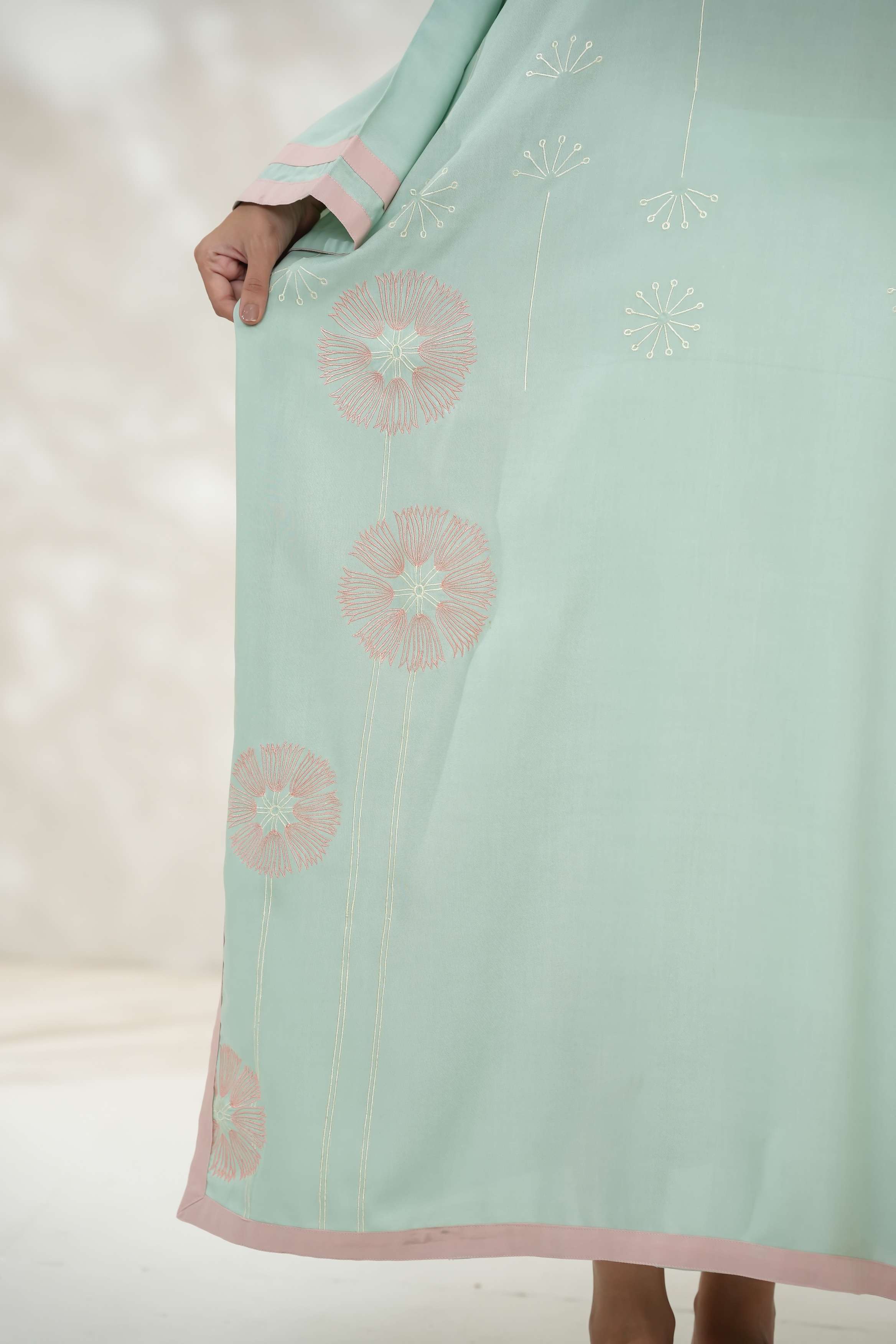 Sea Blue Shirt with Minimal embroidery